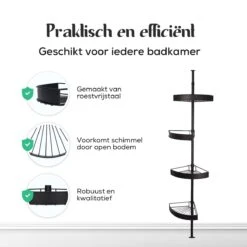 Avint Goods Telescopisch Doucherek Zonder Boren – 4 Laags Badkamerrek Staand – Douche Rek Hoekrek – Zwart -Serax Shop 1200x1200 104