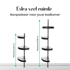 Avint Goods Telescopisch Doucherek Zonder Boren – 4 Laags Badkamerrek Staand – Douche Rek Hoekrek – Zwart -Serax Shop 1200x1200 105