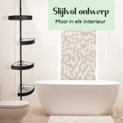 Avint Goods Telescopisch Doucherek Zonder Boren – 4 Laags Badkamerrek Staand – Douche Rek Hoekrek – Zwart -Serax Shop 1200x1200 106