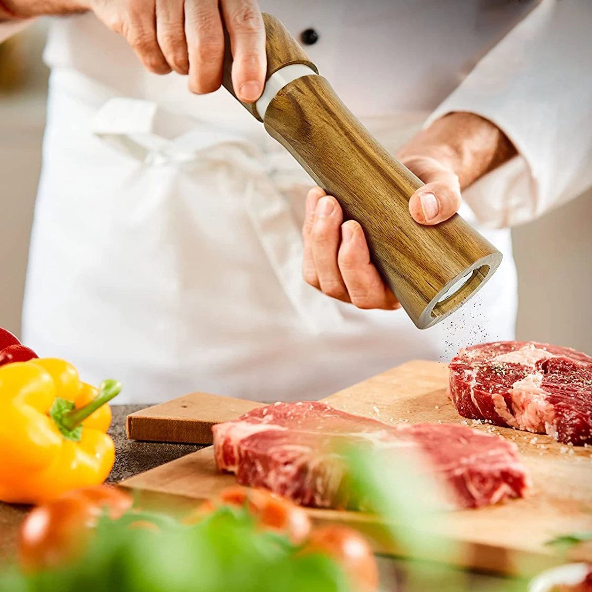 UNBOX Peper En Zoutmolen Set - Pepermolen - Zoutmolen - BBQ Accesoires - Acacia Hout - RVS 7 UNBOX Peper En Zoutmolen Set - Pepermolen - Zoutmolen - BBQ Accesoires - Acacia Hout - RVS - Afbeelding 5