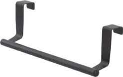 Handdoekstang VALI - 23cm - ZWART (keukenrekje - Handdoekhouder - Handdoekstang - Kastdeur Handdoekrek - Keukenkast Deur Handdoek/Vaatdoek Houder - Deurhanger - Deurhaak Keuken)