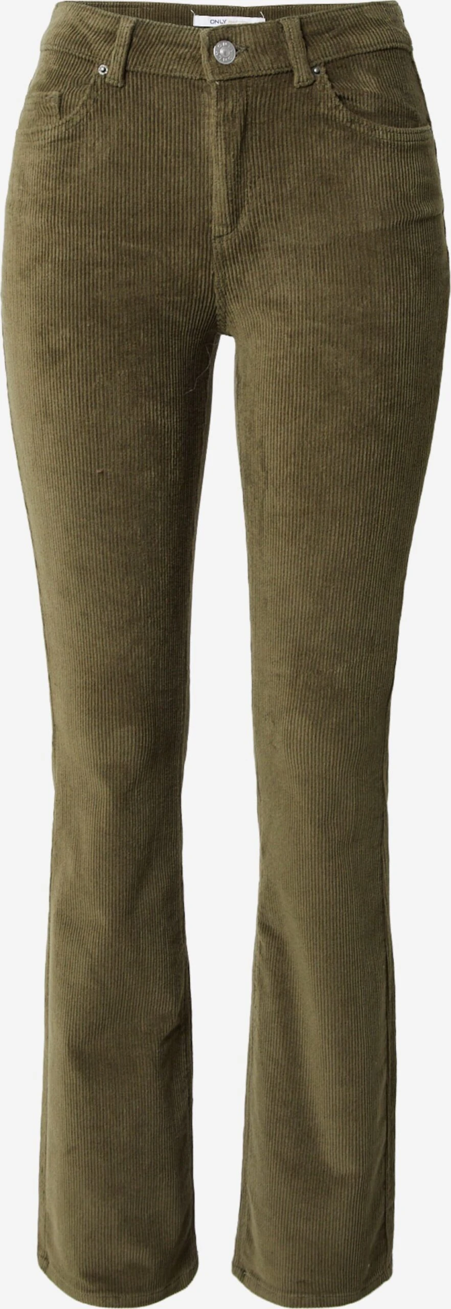 ONLY Ribbroeken Flared Broek Mary Dames Olijfgroen 3 ONLY Ribbroeken Flared Broek Mary Dames Olijfgroen