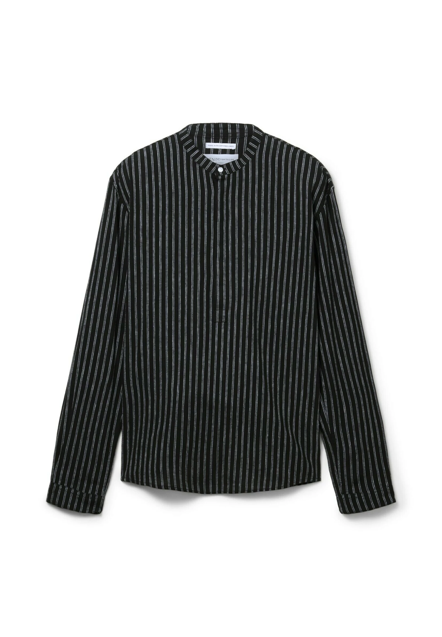 TOM TAILOR Denim Mit Stehkragen - Overhemd - Black Stripe 9 TOM TAILOR Denim Mit Stehkragen - Overhemd - Black Stripe - Afbeelding 7