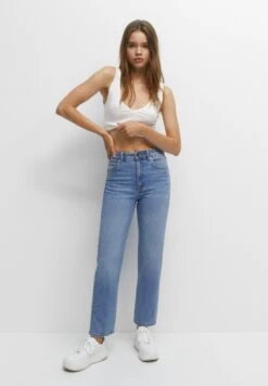 PULL & BEAR High Waist - Straight Leg Jeans - Stone Blue Denim -Serax Shop 9142a9cd28ec45cab094c96f4619ffe7