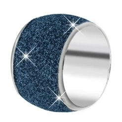Stalen Ring Met Blue Mineral Powder